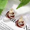 Brass Enamel Stud Earrings EJEW-P301-08G-3