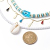 3Pcs 3 Style Natural Cowrie Shell & Enamel Teardrop Pendant Necklaces Set NJEW-JN04035-5