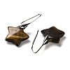 Natural Tiger Eye Star Dangle Earrings EJEW-I315-03P-12-2