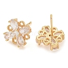 Rack Plating Flower Brass Cubic Zirconia Stud Earrings EJEW-M090-13G-01-2