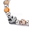 Natural Mixed Stone & Synthetic Magnetic Hematite Anchor Beaded Bracelet BJEW-P339-01P-01-2