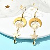 Brass Star & Moon & Sun Dangle Earrings for Women EJEW-TA00366-2