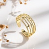 Rack Plating Brass Open Cuff Finger Rings for Women RJEW-M028-91G-2