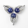 Eagle Claw Alloy Natural Lapis Lazuli Pendants G-L455-A17-1