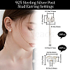 Beebeecraft 5 Pairs 925 Sterling Silver Stud Earring Settings STER-BBC0005-42S-2