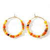 Handmade Glass Seed Beads Christmas Hoop Earrings IE1205-1-2