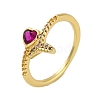 Rack Plating Brass Micro Pave Cubic Zirconia Cuff Finger Rings for Women RJEW-M028-12G-2