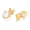 Brass Micro Pave Clear Cubic Zirconia Charms KK-T073-24G-2