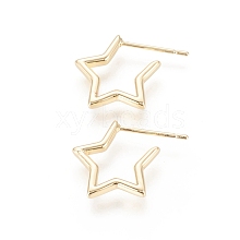 Brass Stud Earrings EJEW-F245-02G