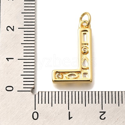 Brass Micro Pave Clear Cubic Zirconia Pendants KK-G521-01G-L-1