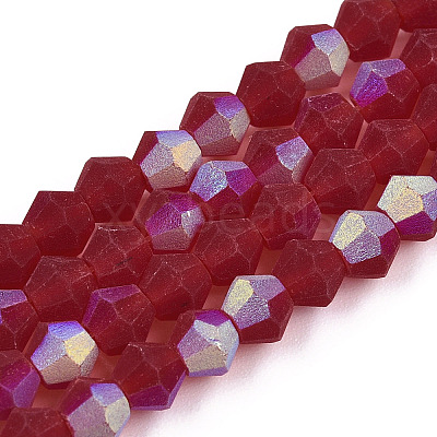 Imitate Austrian Crystal Bicone Frosted Glass Beads Strands GLAA-F029-TM4mm-A27-1
