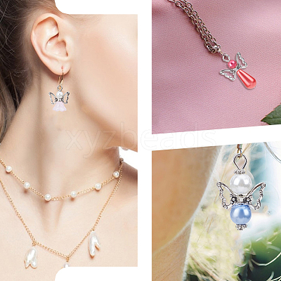 60Pcs 4 Styles Glass Pearl Pendants PALLOY-HY00052-1