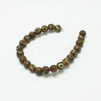 Tibetan Style 3-Eye dZi Beads G-K166-04-8mm-L2-1
