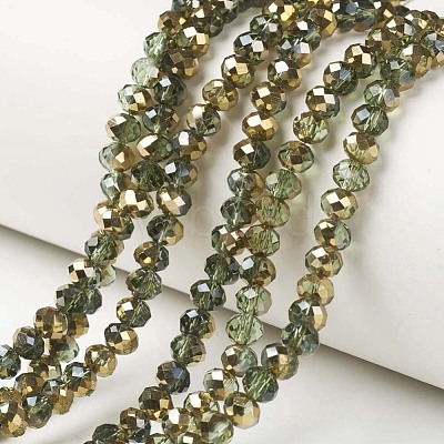 Electroplate Transparent Glass Beads Strands EGLA-A034-T6mm-O09-1
