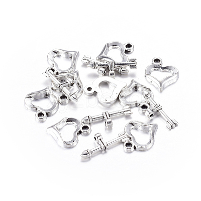 Tibetan Style Alloy Heart Toggle Clasps X-LF1109Y-NF-1