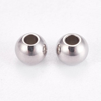 Tarnish Resistant 304 Stainless Steel Smooth Round Spacer Beads STAS-M006-01C-1