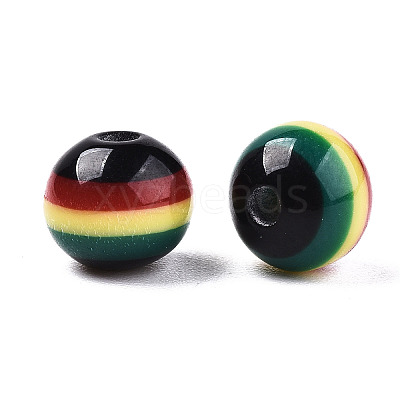 Ghana Jamaica Reggae Stripe Resin Beads X-RESI-N026-001B-01-1