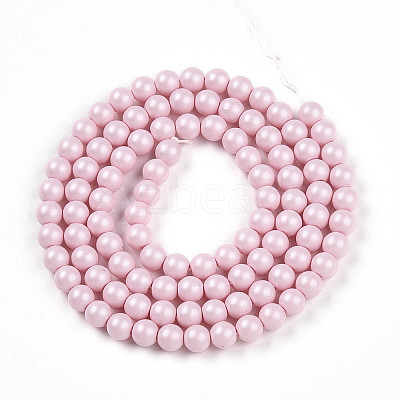 Baking Paint Pearlized Glass Pearl Bead Strands HY-N002-4mm-B04-1