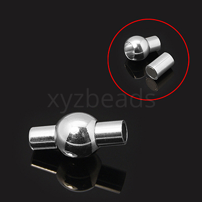 Rack Plating Brass Magnetic Clasps with Glue-in Ends KK-G230-2mm-S-NF-1