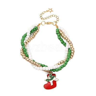 Christmas Alloy Enamel Charm Bracelets BJEW-JB12482-02-1