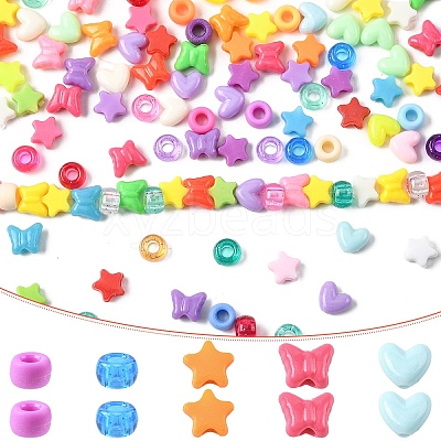 900Pcs 5 Styles Opaque & Transparent Plastic Beads KY-YW0002-26-1