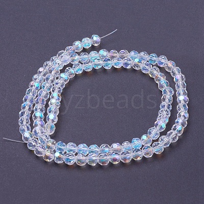 Faceted(32 Facets)(32 Facets) Electroplate Glass Beads Strands X-EGLA-J042-6mm-AB03-1