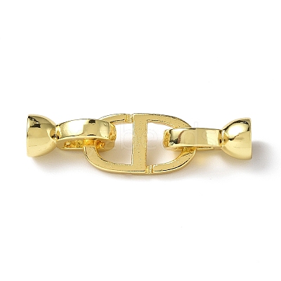 Rack Plating Brass Micro Pave Clear Cubic Zirconia Fold Over Clasps KK-G448-05G-1