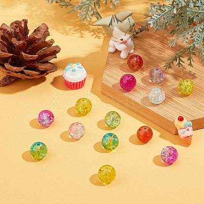 Spray Painted Transparent Crackle Glass Beads Strands CCG-X0005-10mm-B-1