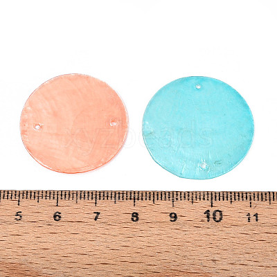 Spray Painted Natural Capiz Shell Disc Links Connector Charms SSHEL-T017-32M-1
