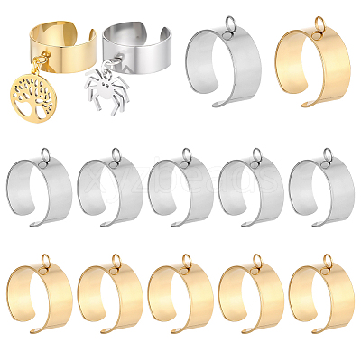 24Pcs 2 Colors 304 Stainless Steel Finger Ring Settings STAS-BBC0010-09D-1