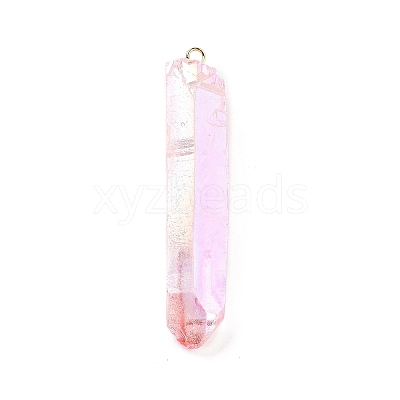 Electroplated Natural Quartz Pendants G-P315-B01-08G-1