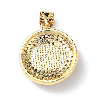 Real 18K Gold Plated Brass Clear Cubic Zirconia Pendants ZIRC-L102-12G-01-1