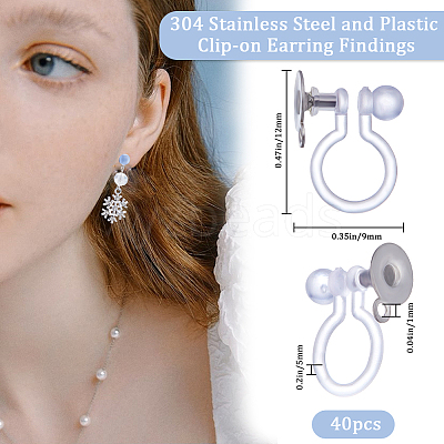 40Pcs 304 Stainless Steel & Plastic Clip-on Earring Findings STAS-BBC0003-35-1