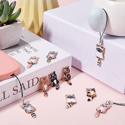 DIY Cat Alloy Enamel Pendants Mobile Straps Making Kit DIY-SC0025-53-1