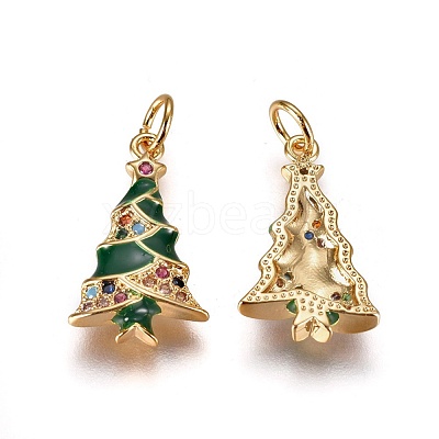 Brass Cubic Zirconia Pendants ZIRC-I028-02G-1