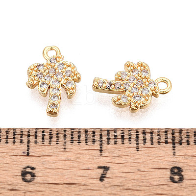 Brass Micro Pave Clear Cubic Zirconia Pendants KK-T077-51G-1