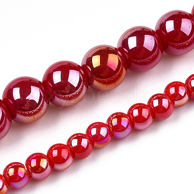 Electroplate Opaque Glass Beads Strands GLAA-T032-P8mm-AB04-1
