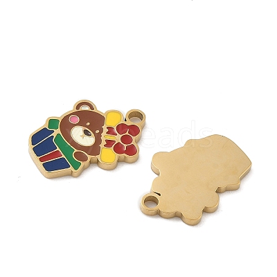 Christmas 304 Stainless Steel Enamel Pendants STAS-Z093-08R-G-1