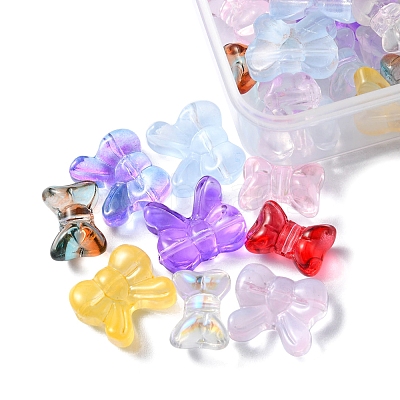 60Pcs 12 Style Transparent Spray Painted Glass Beads GLAA-FS0001-49-1