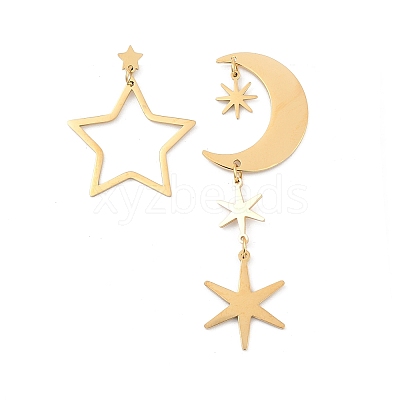 304 Stainless Steel Dangle Stud Earrings EJEW-D306-04G-1