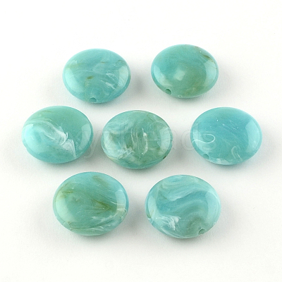 Flat Round Imitation Gemstone Acrylic Beads OACR-R051-04-1