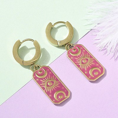 304 Stainless Steel Enamel Hoop Earrings for Women STAS-Z105-01G-05-1