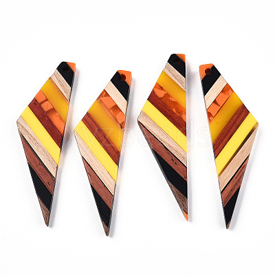 Transparent Resin & Walnut Wood Big Pendants RESI-TAC0017-52-B01-1