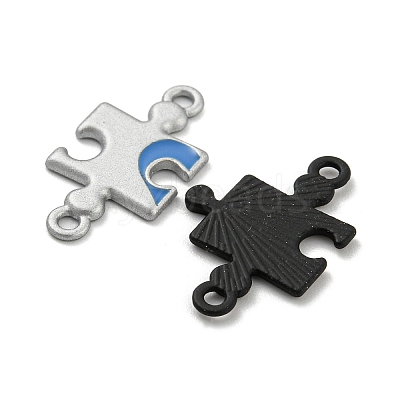 Spray Painted Alloy Couple Puzzle Connector Charms PALLOY-K018-03-1
