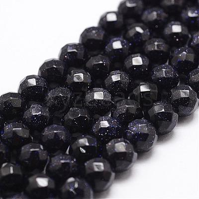 Synthetic Blue Goldstone Beads Strands G-D840-14-8mm-1