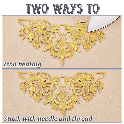 Ethnic Style Polyester Metallic Thread Embroidery Iron on Applique Patch PATC-WH0005-67A-1