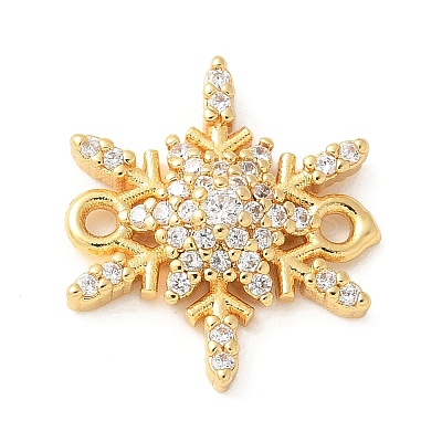 Brass Micro Pave Cubic Zirconia Connector Charms KK-U053-06G-1