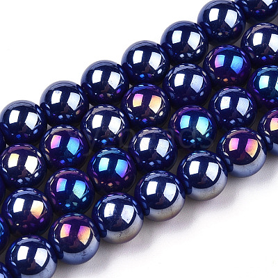 Electroplate Opaque Glass Beads Strands LS-GLAA-T032-P8mm-AB03-1