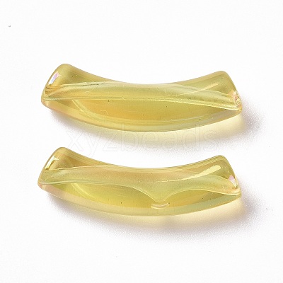 UV Plating Transparent Rainbow Iridescent Acrylic Beads OACR-A016-01C-1