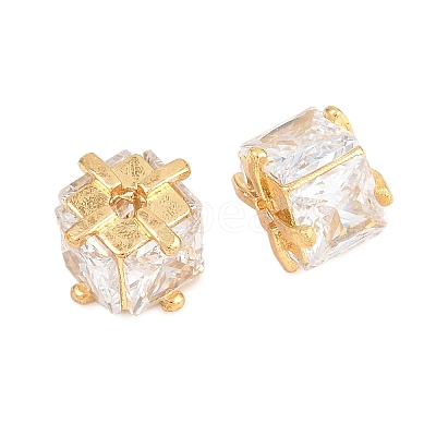 Brass Clear Cubic Zirconia Beads KK-B186-21C-G-1